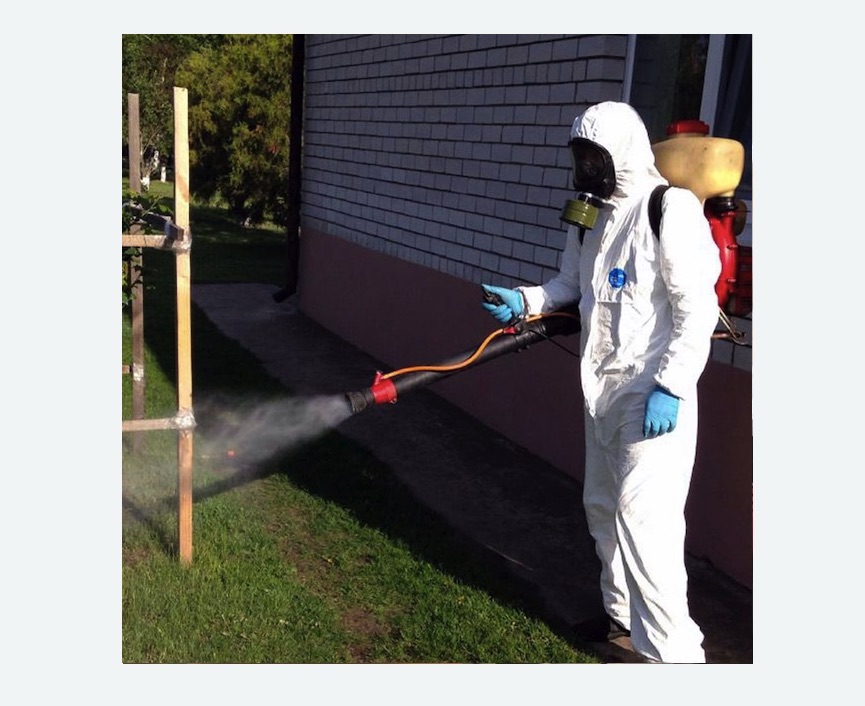 травля клещей на участке в Славске